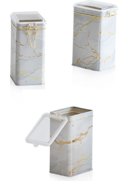 Dikdörtgen Kilitli Saklama Kabı 3'lü Set 75 x 100 x 150 White Marble fiyatları