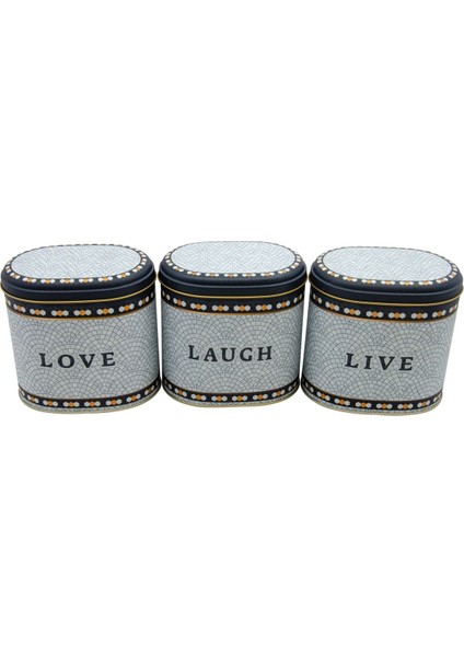 Erb07u1 Oval Metal Saklama Kabı 3 Lü Set, Mosaic fiyatları