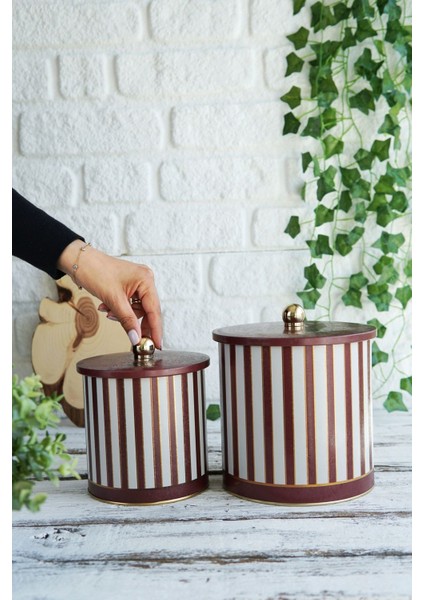 Circus Desenli Metal Saklama Kabı 2'li Set 2.1 Litre 4.1 Litre ERB48T8