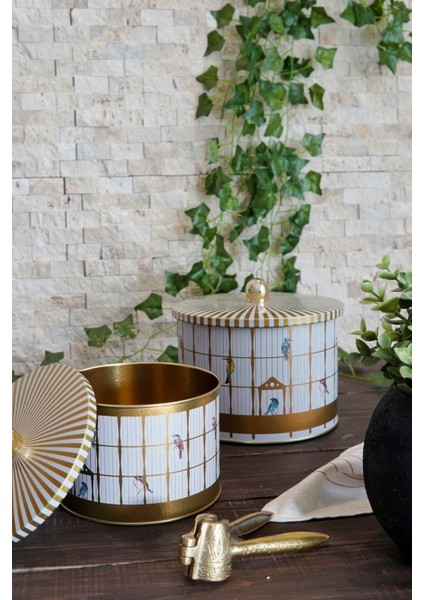 Bird Cage Desenli Metal Saklama Kabı Seti - 2'li Set (1,3 Lt - 2,9 Lt) ERB53T7 fiyatları