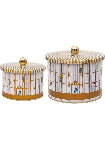 Bird Cage Desenli Metal Saklama Kabı Seti - 2'li Set (1,3 Lt - 2,9 Lt) ERB53T7 modelleri