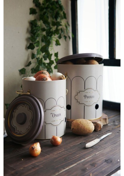 ERB23U6 Patates-Soğan Saklama Kabı 2 Li Set, Retro