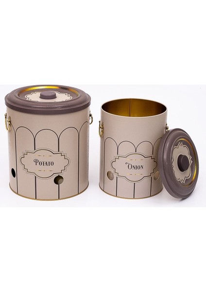 ERB23U6 Patates-Soğan Saklama Kabı 2 Li Set, Retro modelleri