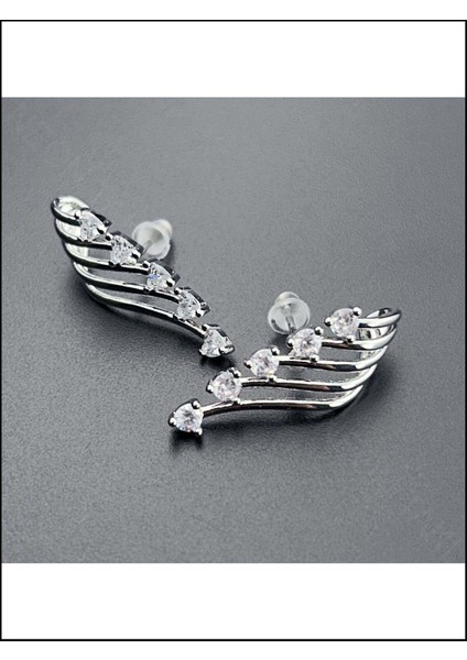 Zirkon Taşlı, Çoklu Tekli Iğneli, Paslanmaz Çelik Küpe 560, Gümüş Renk modelleri