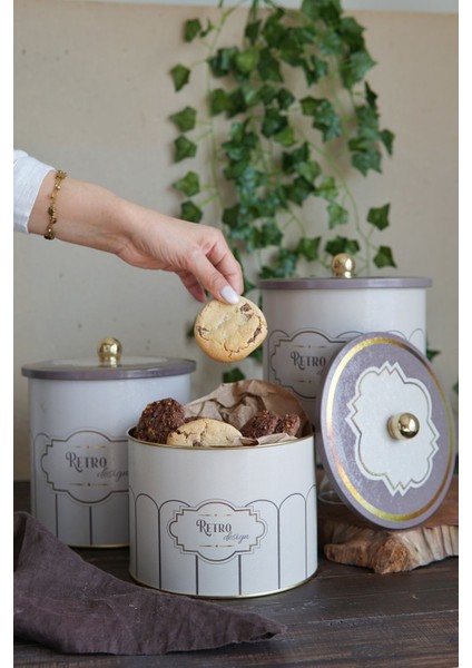 ERB31U6 Yuvarlak Kutu Ø175, Topuz Kulp, 3 Lü Set, Retro