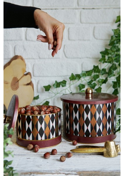 Circus Desenli Metal Saklama Kabı Seti - 2'li Set (1,3 Lt - 2,9 Lt) ERB53T8