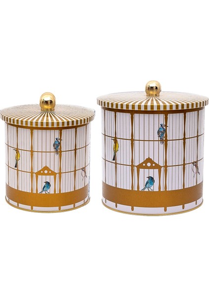 Bird Cage Desenli Metal Saklama Kabı 2'li Set 2.1 Litre 4.1 Litre, ERB48T7 modelleri