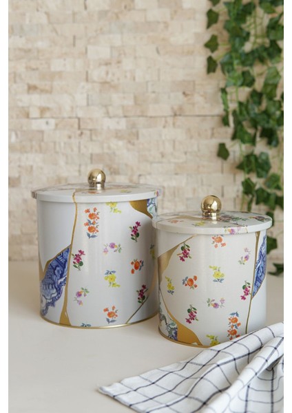 Kint Sugi Desenli Metal Saklama Kabı 2'li Set 2.1 Litre 4.1 Litre ERB48U5 fiyatları