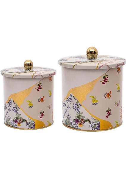 Kint Sugi Desenli Metal Saklama Kabı 2'li Set 2.1 Litre 4.1 Litre ERB48U5 modelleri