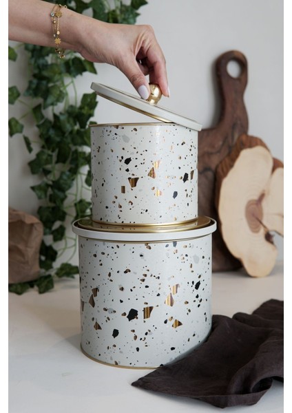 ERB45U4 Ø175, Ø140 Çap Topuz Kulplu 2 Li Set H:125, H:155, Terrazzo