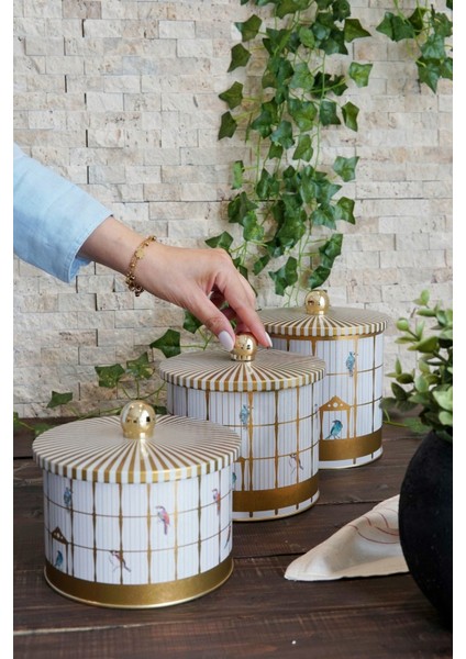 ERB30T7 Yuvarlak Kutu Ø140, Topuz Kulp, 3 Lü Set, Bird Cage