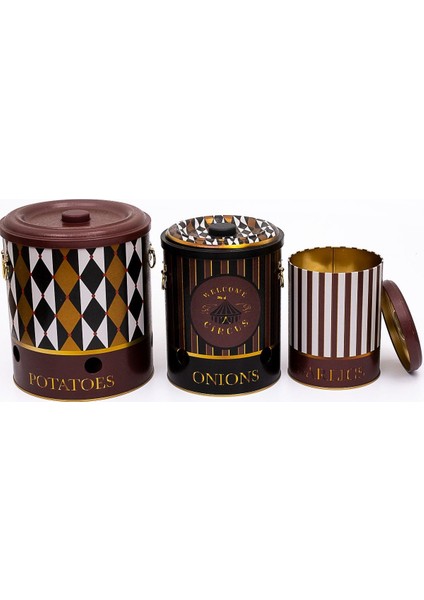 ERB29T8 Patates-Soğan-Sarımsak Saklama Kabı 3 Lü Set, Circus modelleri