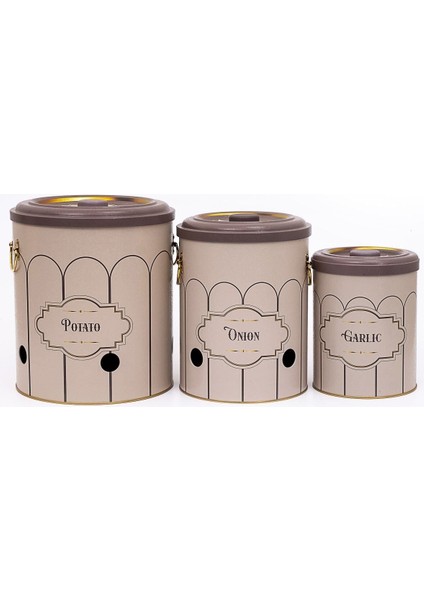 ERB29U6 Patates-Soğan-Sarımsak Saklama Kabı 3 Lü Set, Retro fiyatları