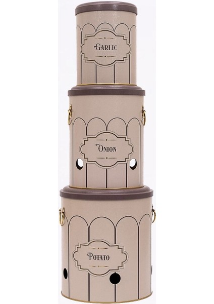 ERB29U6 Patates-Soğan-Sarımsak Saklama Kabı 3 Lü Set, Retro fırsatları