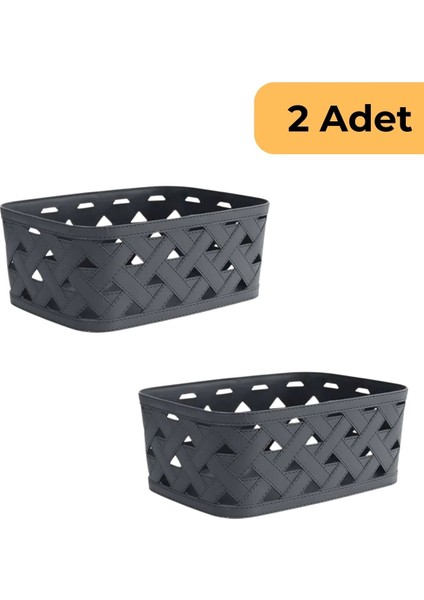 Deri Desenli Sepet, 2'li Set, Antrasit fiyatları