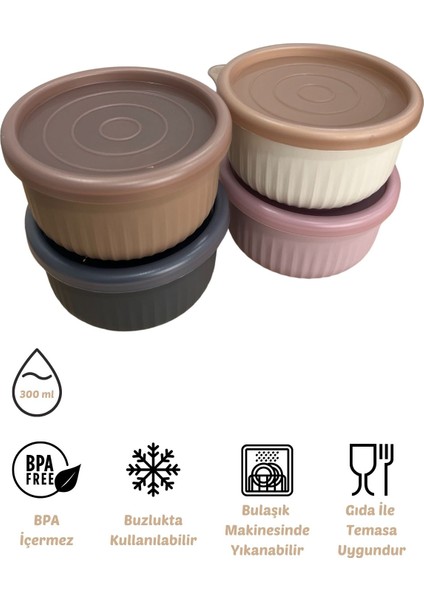 x Vipahmet Vakumlu Saklama Kabı 4'lü Set, 0,30 Lt