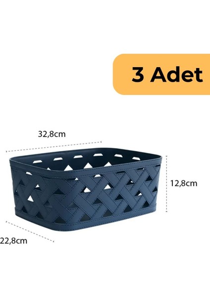 Deri Desenli Sepet, 3'lü Set, Mavi fiyatları