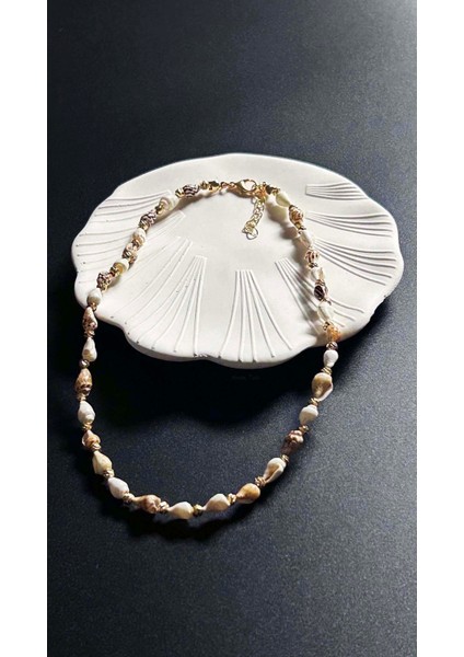 Deniz Kabuğu Kolye 425, Bej - Beyaz