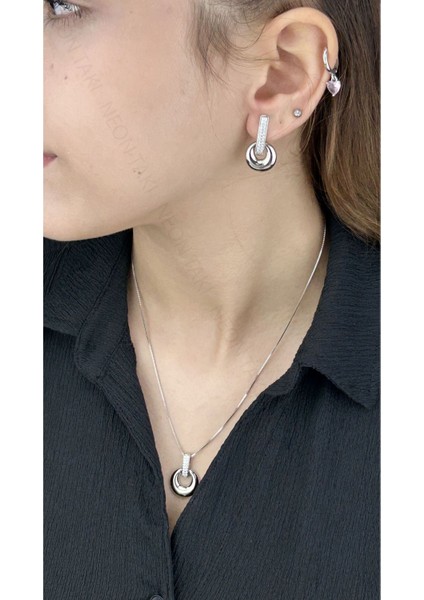 Set, Zirkon Taşlı, Kararmayan Paslanmaz Çelik, Kolye ve Küpe, Gümüş Renk, Model42 fiyatları