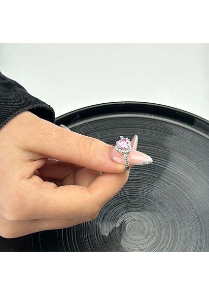 Zirkon Taşlı, Pan Yüzük 74, Kasa Gümüş Renk, Ayarlanabilir modelleri