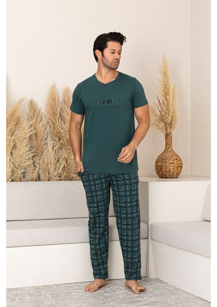 Kutulu- Premium Pamuklu Kısa Kollu Erkek Pijama Takımı- Ekose Babalar Günü Hediyesi fiyatları