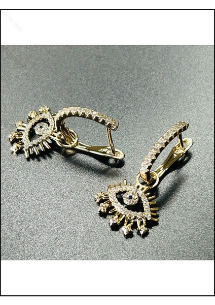 Zirkon Taşlı, Göz, Altın Kaplama Paslanmaz Küpe 459, Pembe (ROSE) Renk modelleri