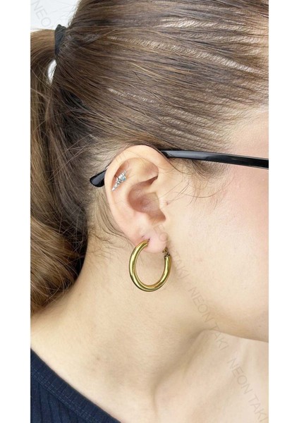 Balon Formlu Halka Model, Paslanmaz Çelik Küpe 398, Altın Renk fiyatları