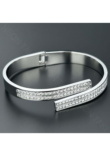 Zirkon Taşlı, Paslanmaz Çelik Bileklik 144, Gümüş Renk modelleri