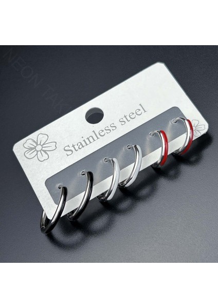 Çoklu Küpe, Çok Renk, Halka Model, Paslanmaz Çelik Küpe 536, Kasa Gümüş Renk fiyatları