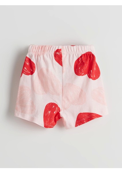 Lcw Baby Pembe Kalp Baskılı Kız Bebek Şortlu Pijama Takım indirimleri