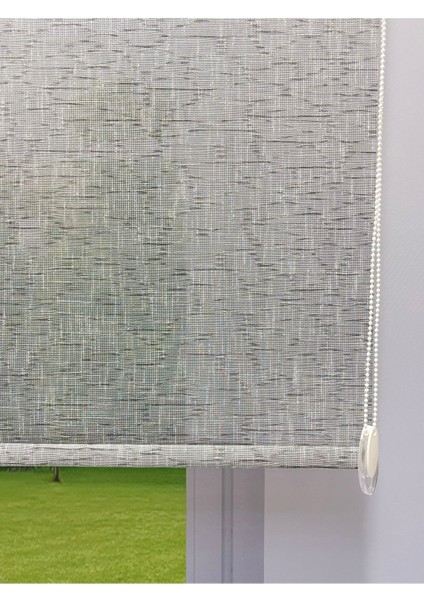 Çift Mekanizmalı Gri Çizgili Desenli Tül ve Gri Stor Perde - Ithal Mat Polyester fırsatları