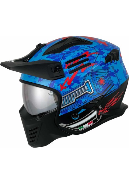 Sw X2 Tokyo Trooper Blue Red Moduler Kask