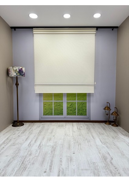 Çift Mekanizmalı Ekru Keten Tül ve Ekru Mat Stor Perde modelleri