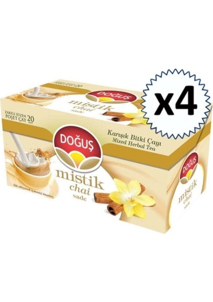 Mistik Chai Sade Karışık Bitki Çayı 20’li x 4 Adet