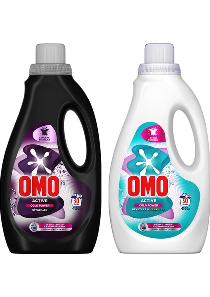 Active Cold Power Siyahlar Sıvı Deterjan 1500 ml X1 + Omo Beyazlar ve Renkliler Sıvı 1500 ml X1 fiyatları