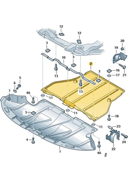 Skoda Superb 2002-2008 Motor Alt Muhafaza Arkadaki Parça 8D0863822 modelleri