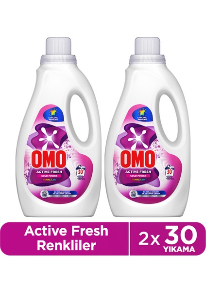Active Fresh Cold Power Renkliler Için Sıvı Deterjan 1500 ml X2