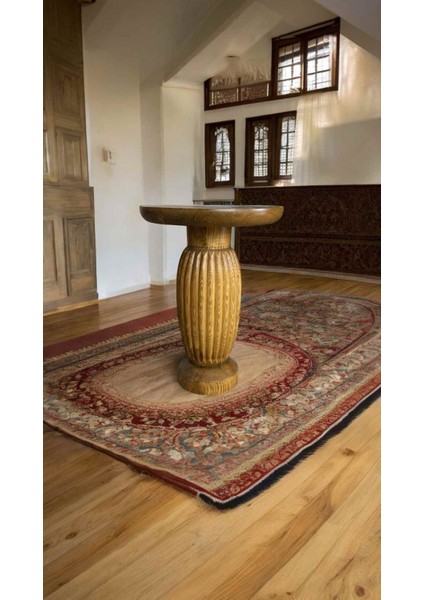 Tütün Renk Masif Ahşap Yan Sehpa – Tekli Doğal Mantar Sehpa Tasarımı