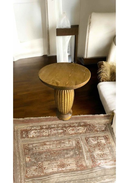 Tütün Renk Masif Ahşap Yan Sehpa – Tekli Doğal Mantar Sehpa Tasarımı fiyatları