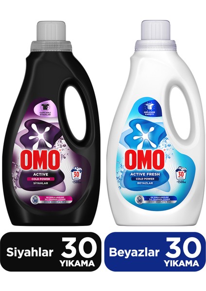 Active Cold Power Siyahlar Sıvı Deterjan 1500 ml X1 + Omo Beyazlar Sıvı Deterjan 1500 ml X1