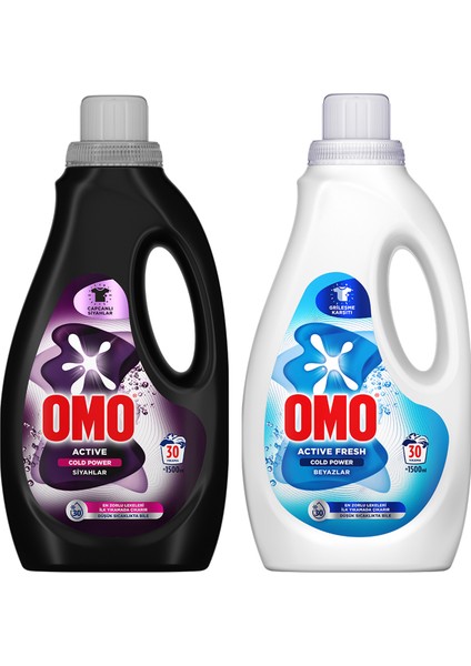 Active Cold Power Siyahlar Sıvı Deterjan 1500 ml X1 + Omo Beyazlar Sıvı Deterjan 1500 ml X1 fiyatları