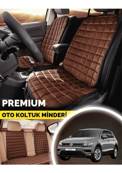 Tiguan Koltuk Minder Ortopedik Cepli Araç ve Kılıf Seti–tam Uyumlu,taba Renk,konforlu Tasarım
