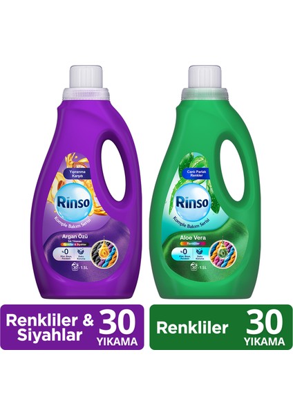 Sıvı Argan Özü Renkliler ve Siyahlar 1.5l X1 + Rinso Sıvı Aloe Vera Renkliler 1.5l X1