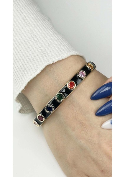 Renkli Taşlı, Siyah Renk Kelepçe 165, Kasa Altın Renk fiyatları