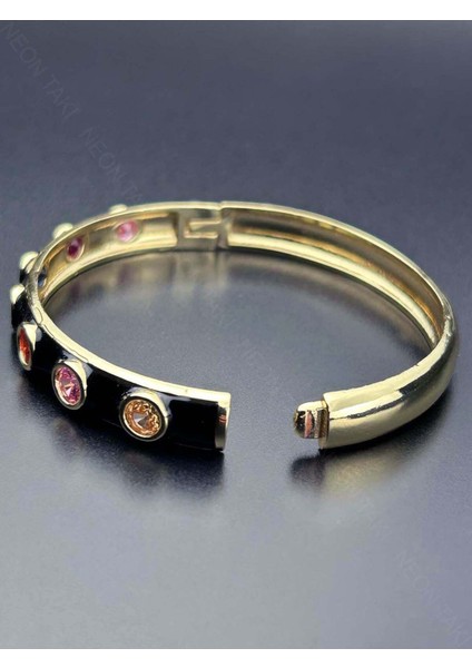 Renkli Taşlı, Siyah Renk Kelepçe 165, Kasa Altın Renk fırsatları