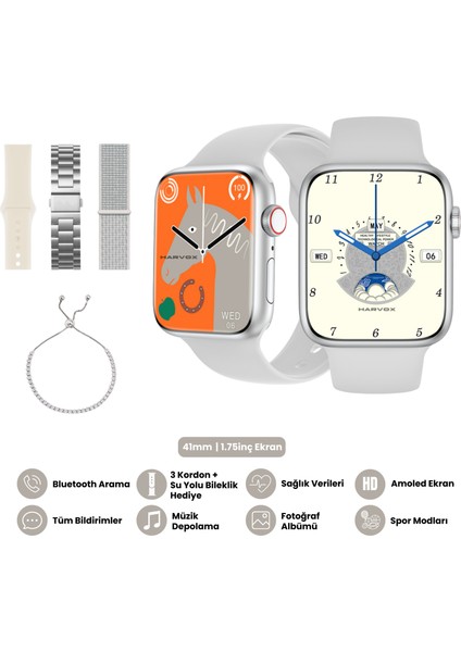 Watch 10 Mini Akıllı Saat Hediye Dolu Kutu Içeriği 3 Kordon ve Bileklik