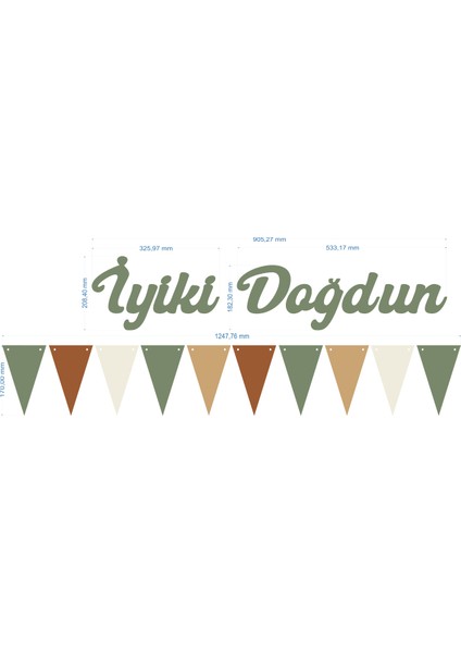 Küf Yeşili Iyi Ki Doğdun Kaligrafi Banner ve Düz Renk Flama Set modelleri