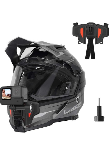Motosiklet Kaskı Gopro Hero 11, 10, 9, 8, 7, 6, INSTA360 X3, One X2, One X, One X, Djı Osmo Aksiyon, Kaymaz Silikon, Kurulumu Kolay, Aksiyon Kamera Aksesuarları (2. Nesil) Için Çene Montajı