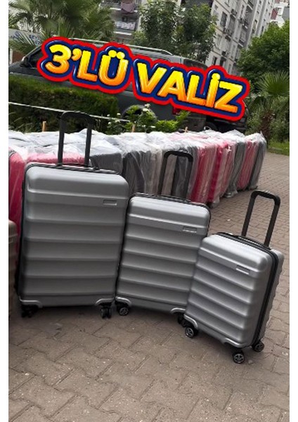 Orta Büyük ve Küçük Boy 3'lü Valiz Seti