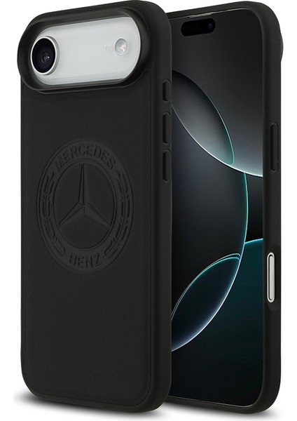 iPhone 17 Air Kılıf Mercedes Benz Lisanslı M-Safe Şarj Hakiki Deri Nostaljik Yıldız Dizayn Siyah